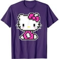 thumbnail image 1 of Cute Hello Kitty Pixel Style T-Shirt Kawaii Kitten Tee For Men Women Cat Lover, Purple Color, Size 3XL, 1 of 2