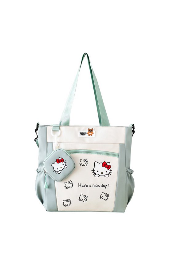 Cute Hello Kitty Tote Bag for Women,Kawaii Shoulder Bag with Detachable Coin Purse,Large Capacity Bag for Travel Work Daily Use