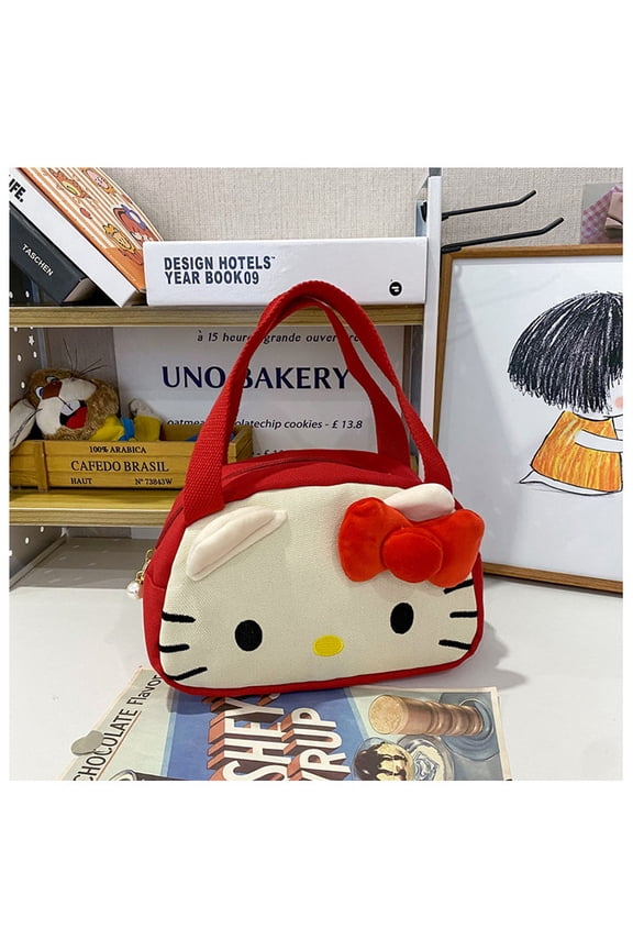 Cute Hello Kitty and My Melody Canvas Handbag for Women,Kawaii Plush Decor Mini Tote Bag for Portable Travel and Daily