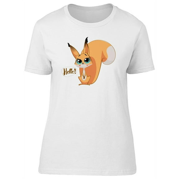 Cute Hello Orange Squirrel T-Shirt Women -Image by Shutterstock, Female Large