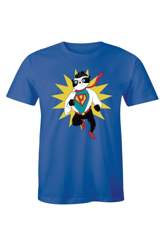 Cute Hello Panda Design T-shirt Men's Cartoon Superhero Hi Panda Tee