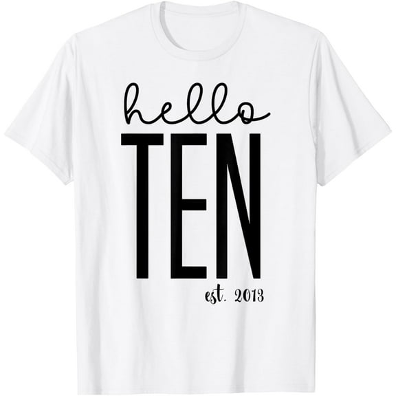 Cute Hello Ten Est 2013 Youth - Girl 10th Birthday T-Shirt