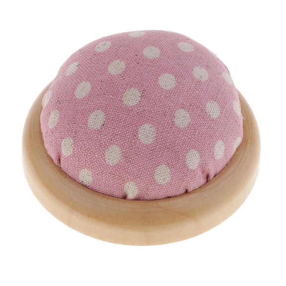 Cute Hemisphere Shape Pin Cushion with Wooden Base Pincushion for Sewing Work DIY Craft Pink
