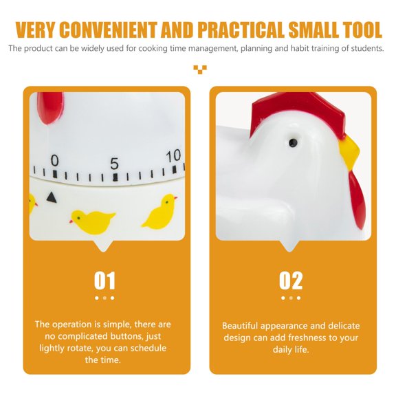 Cute Hen Cartoon Mechanical Timer Wind Up Countdown Clock for Kitchen Cooking Study
