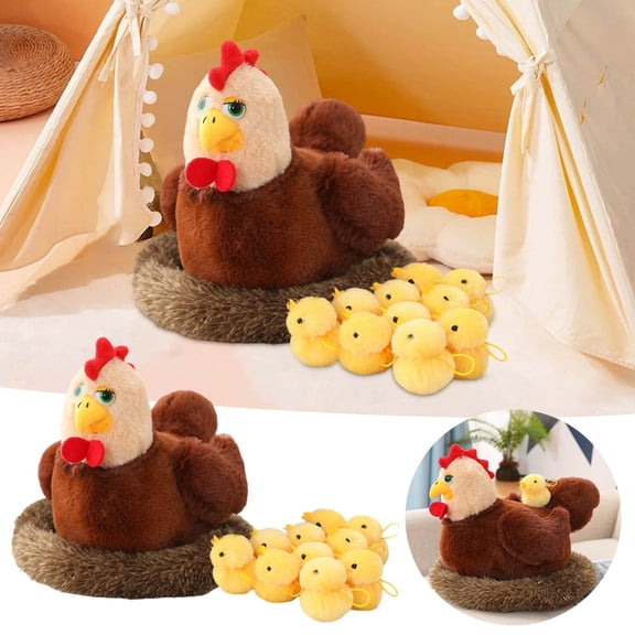 Cute Hen and Chick Toy for Nursery Kids Indoor Cozy Farm Animal Companion Great Idea