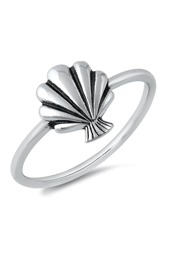 Cute High Polish Seashell Ocean Ring .925 Sterling Silver Band Jewelry Female Male Unisex Size 8