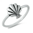 thumbnail image 1 of Cute High Polish Seashell Ocean Ring .925 Sterling Silver Band Jewelry Female Male Unisex Size 9, 1 of 4