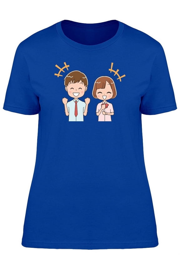 Cute High School Friends Cartoon T-Shirt Women -Image by Shutterstock, Female Large