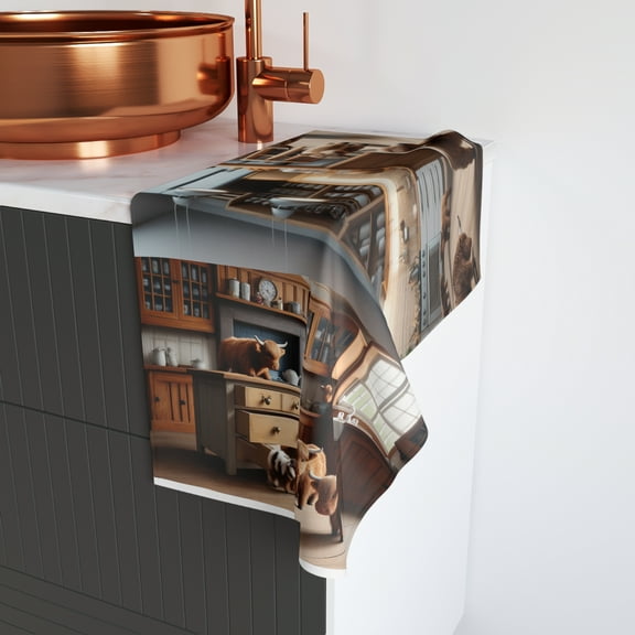 Cute HighLand Cow Kitchen Hand Towels @SolvayAthletics.com