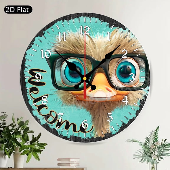 Cute Highland Cow Bathtub Round Wall Clock, Silent Farmhouse Decor for Nursery and Kids Room