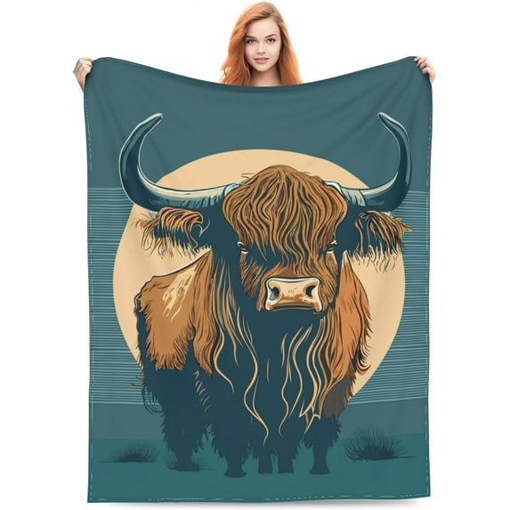 Cute Highland Cow Blanket Loves Cows Gifts for Kids Adults for Bed Living Room Bedding Couch Soft Lightweight Warm Cozy Funny Animal Throw Blankets Birthday Decor 50x60in All Seasons