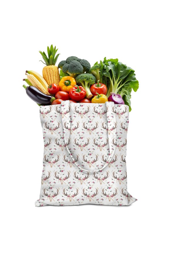 Cute Highland Cow Canvas Tote Bag – Watercolor Floral Farmhouse Cow Print, Reusable Cotton Shopping Bag for Cow Lovers, Rustic Country Style & Animal Aesthetic Fans