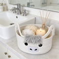 thumbnail image 1 of Cute Highland Cow Cotton Rope Storage Basket Round Woven Bin With Ears Handles For Blanket Towel Toy Organizer Home Decor, 1 of 6