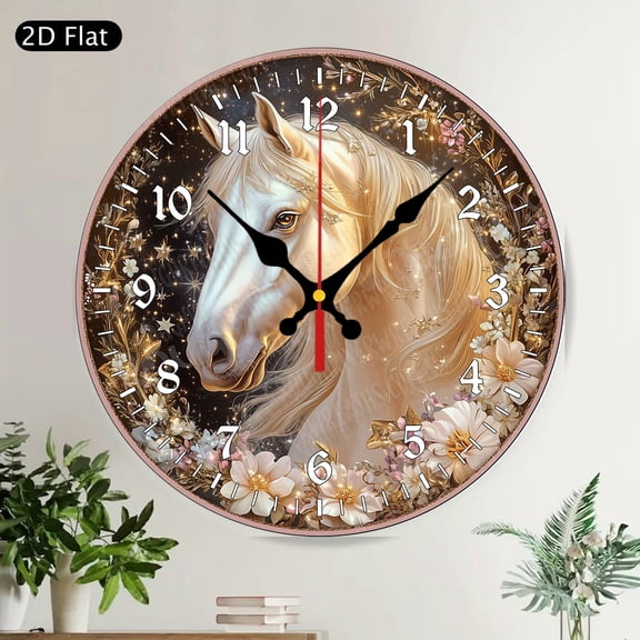 Cute Highland Cow Floral Round Wall Clock Silent Farmhouse Rustic Decor