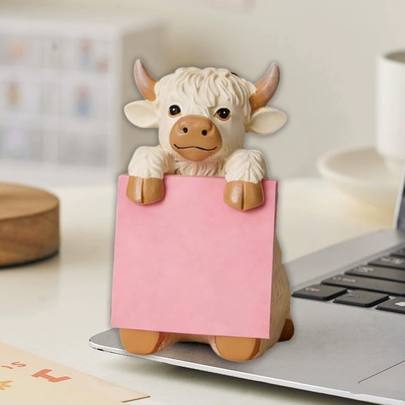 Cute Highland Cow Note Pad Holder Resin Sticky Note Dispenser Stand Desktop Organizer Stationery Office Desk Decor Functional Gifts