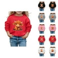 thumbnail image 1 of Cute Highland Cow Sweatshirts for Girl 2025 Long Sleeve Crewneck Christmas Graphic Sweatshirt Kids Pullover Tops, 1 of 1