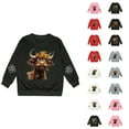 thumbnail image 1 of Cute Highland Cow Sweatshirts for Girls Boys Long Sleeve Crewneck Western Country Christmas Graphic Sweatshirt Pullover Tops, 1 of 5