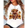thumbnail image 1 of Cute Highland Cow T-Shirt Baby Cow Sunflower Pearl Bow Tee, 1 of 12