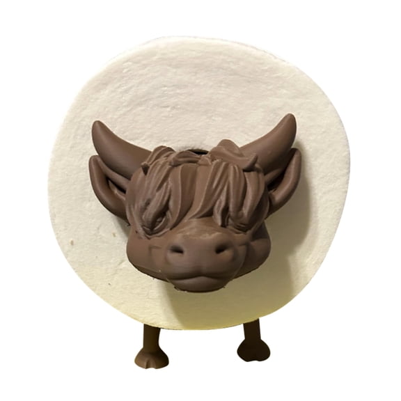 Cute Highland Cow Toilet Paper Holder - 3D Printed Funny Bathroom Storage, Wall Mount Roll Holder with Sheep & Cow Design for Modern Farmhouse Decor