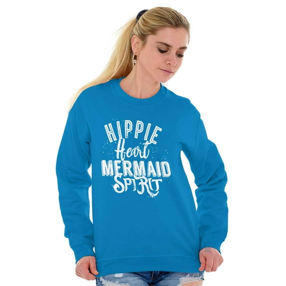 Cute Hippie Heart Mermaid Sprit Women Crewneck Sweatshirt Brisco Brands 3X
