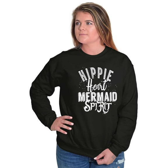Cute Hippie Heart Mermaid Sprit Women Crewneck Sweatshirt Brisco Brands S