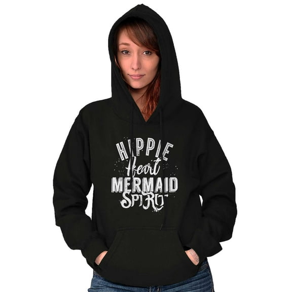 Cute Hippie Heart Mermaid Sprit Women Plus Size Graphic Pullover Hoodie Brisco Brands 2X