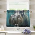 thumbnail image 1 of Cute Hippo Half Window Tier Curtains 36 Inch Blackout Thermal Insulating Kitchen Linen Tier Curtains for Kitchen, Bathroom, Cafe Home Decor, 1 of 7