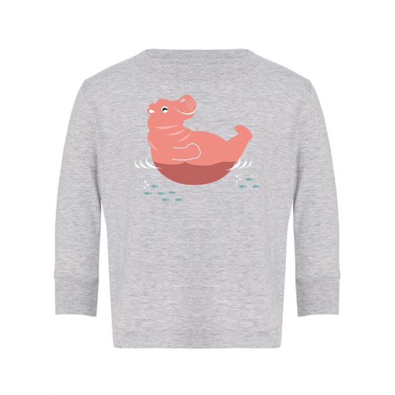 Cute Hippo On The Water Long Sleeve Toddler -Image by Shutterstock, 4 Toddler
