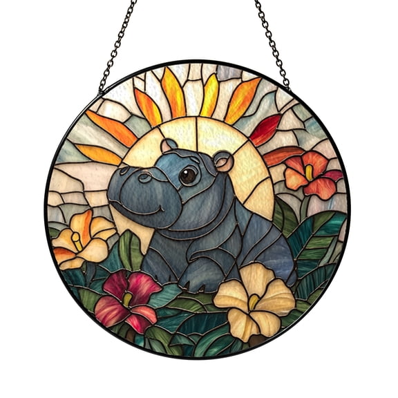 Cute Hippo Window Hanging, Acrylic Animal Decor for Playful Home Themes and Gift Ideas