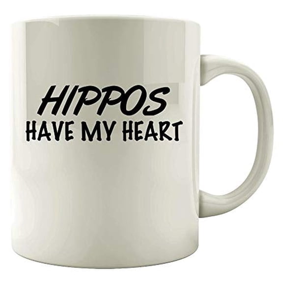 Hippos 11 oz Coffee Mug - Hippos Have My Heart White Ceramic Gift