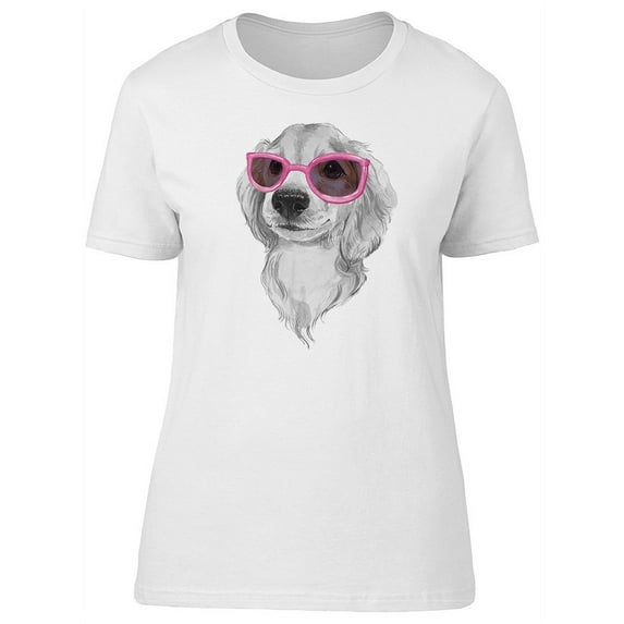 Cute Hipster Baby Dog In Glasses T-Shirt Women -Image by Shutterstock, Female Small