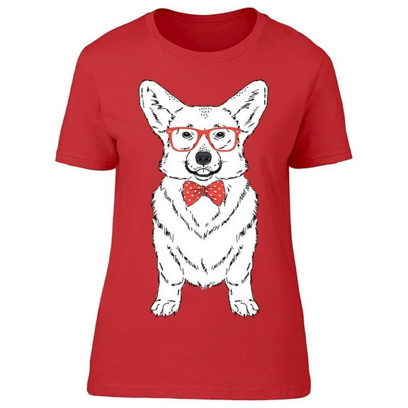 Cute Hipster Corgi T-Shirt Women -Image by Shutterstock, Female Large