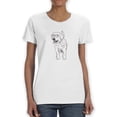 thumbnail image 1 of Cute Hipster Dog With Moustache And Glasses Sketch Graphic Women White T-Shirt, Female Medium, 1 of 4
