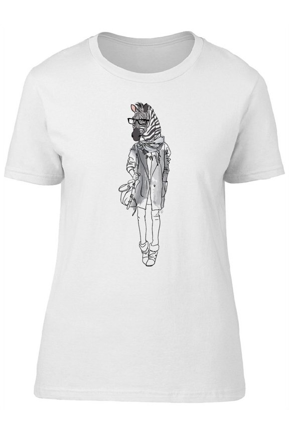 Cute Hipster Fashion Zebra Lady Tee Women's -Image by Shutterstock