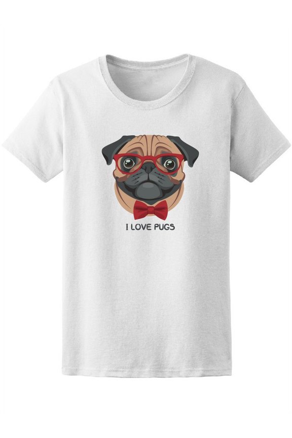 Cute Hipster Pug, Pugs Lovers Tee Women's -Image by Shutterstock
