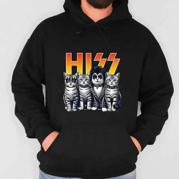 Cute Hiss Cats Rock Kittens Kitty Rocking Music Cat Lovers Men T-Shirt men woman unisex tee Shortsleeve Casual Graphic Fashion