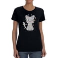 thumbnail image 1 of Cute Holiday Cat With Lights Women Shaped T-Shirt, Female Medium, 1 of 4