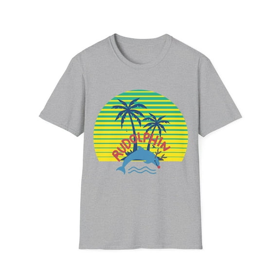 Cute Holiday Red Nose Dolphin Palm Trees Men Women Family