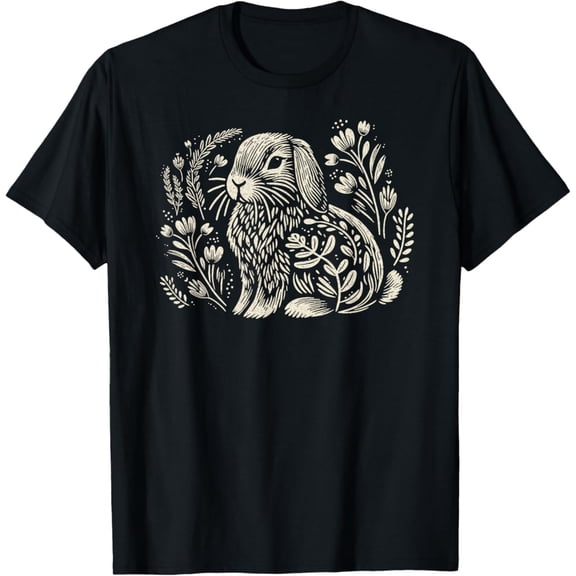 Cute Holland Lop Rabbit Botanical Cottagecore Floral Bunny T-Shirt, F865 Tshirt All Size S-5XL