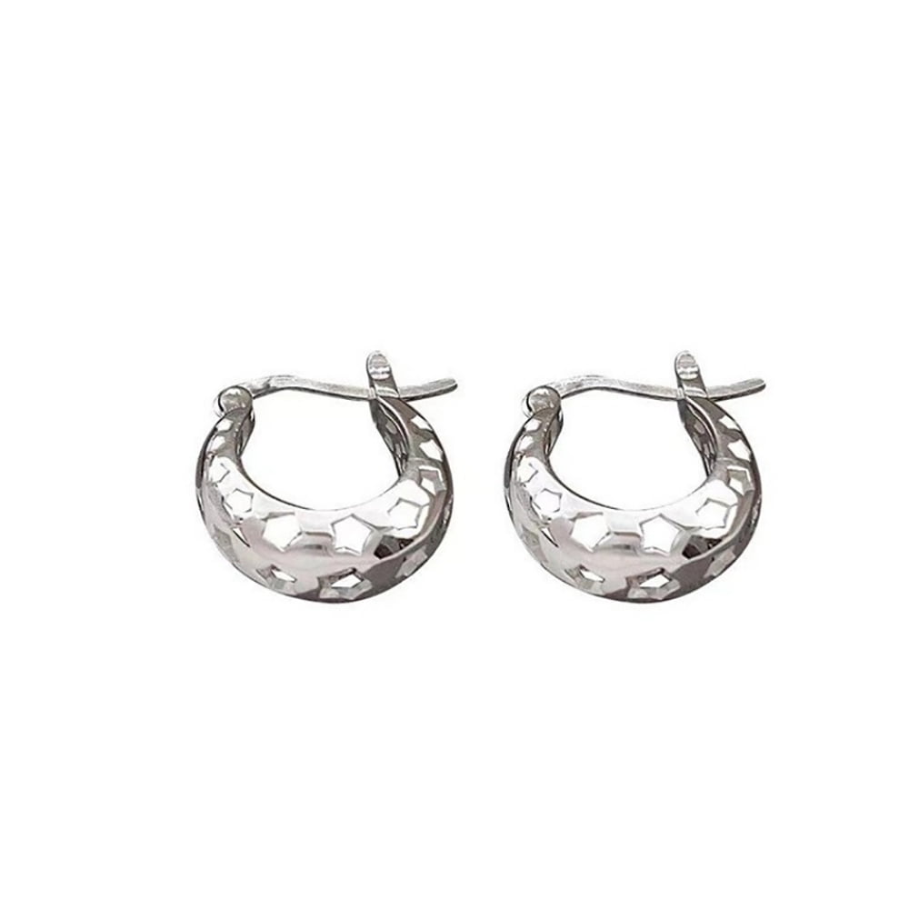 5 Pairs Stainless Steel Big Circle Huggie Hoop Dangle Earrings For Women & Girls – 20mm – Hook Closure, No Stone