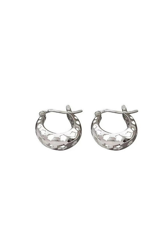 Cute Hollow Star Chunky Small Hoop Earrings for Women Cartilage Dainty 925 Sterling Silver Post Stars Huggie Hoops Hypoallergenic