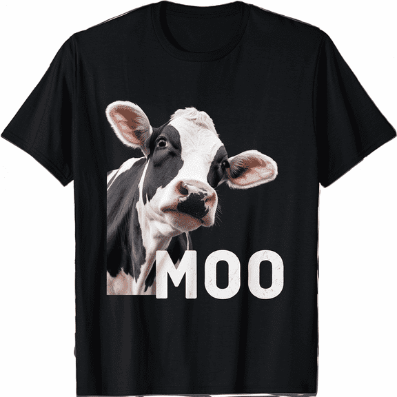 Cute Holstein Cow Face Moo Funny Farm Animal Unisex Graphic Short Sleeve T-Shirt