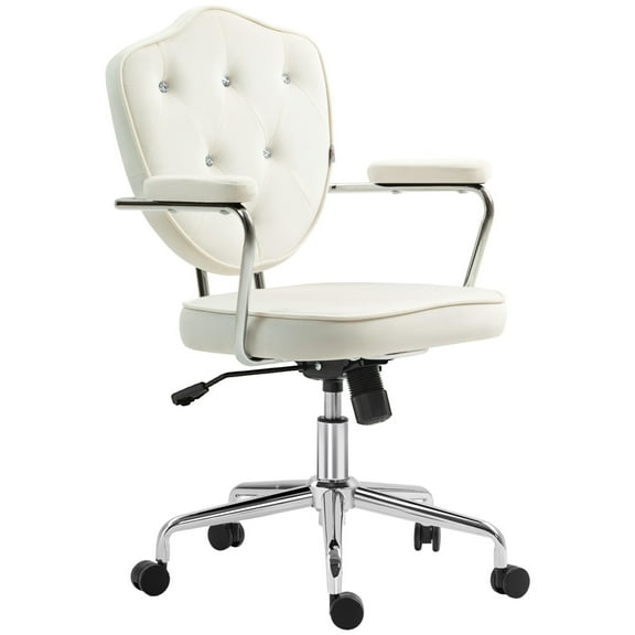 Cute Home Office Chair, Velvet Feel Swivel Vanity Chair for Home Workspace