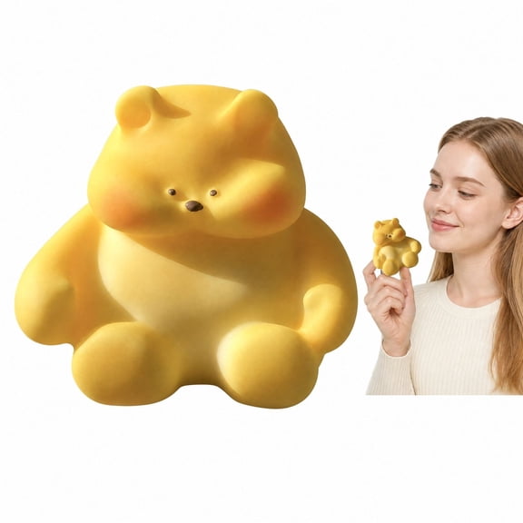 Cute Honey Bear Squishy Toy with Soft Squeeze Slow Rising Material, Yellow, for Kids and Adults Relaxation Relief, Squeeze Toy