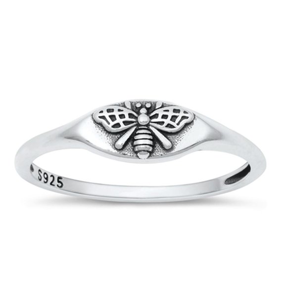Cute Honey Bumble Bee Ring .925 Sterling Silver Oxidized Band Jewelry Female Male Unisex Size 7