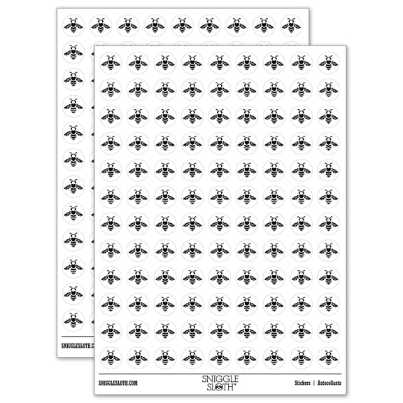 Cute Honey Bumblebee with Heart on Back 200+ Round Stickers - White - Matte Finish - 0.50" Size