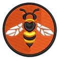 thumbnail image 1 of Cute Honey Bumblebee with Heart on Back Applique Multi-Color Embroidered Iron-On Patch - 2.5 Inch Small, 1 of 5
