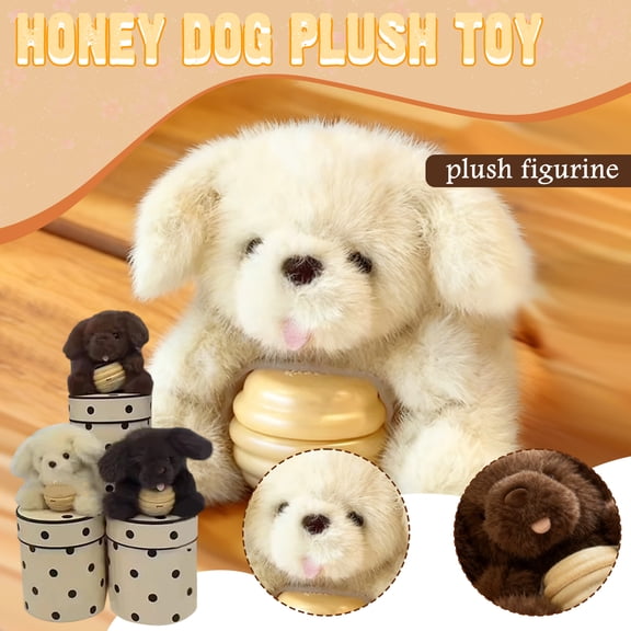Cute Honey Dog Plush Toy Holding Honey Jar Multiple Color Styles Soft Fluffy Material Comfortable Hugging Companion Ideal Gift For Kids Daily Durable Toy Suitable For Home Desktop Decor