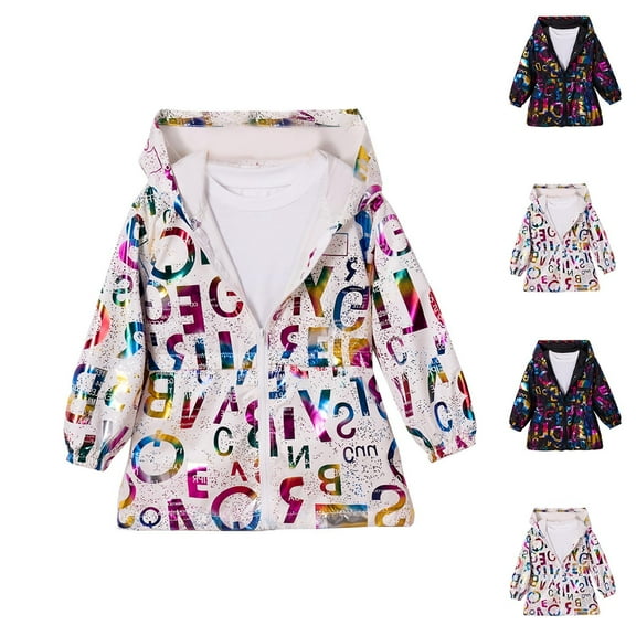 Cute Hooded Zipper Jackets for Boys And Girls Letter Hot Bright Face Long Sleeve Jackets/Coats