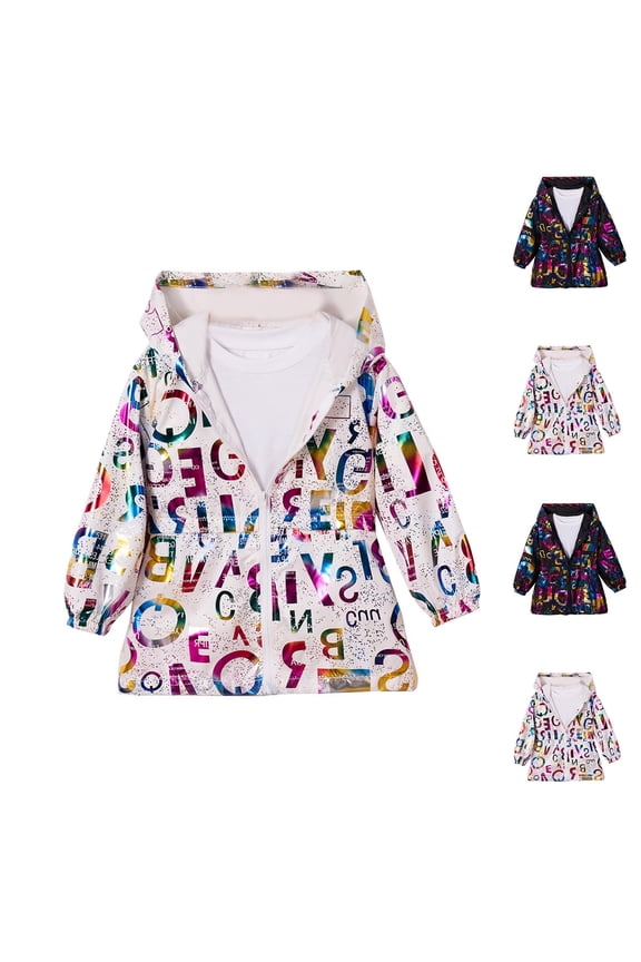 Cute Hooded Zipper Jackets for Boys And Girls Letter Hot Bright Face Long Sleeve Jackets/Coats